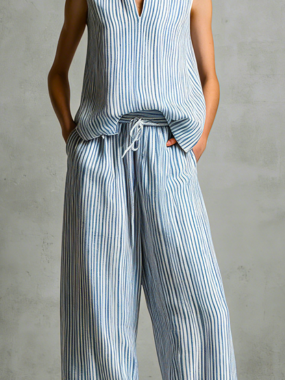 Livia | Conjunto de pantalones palazzo a rayas