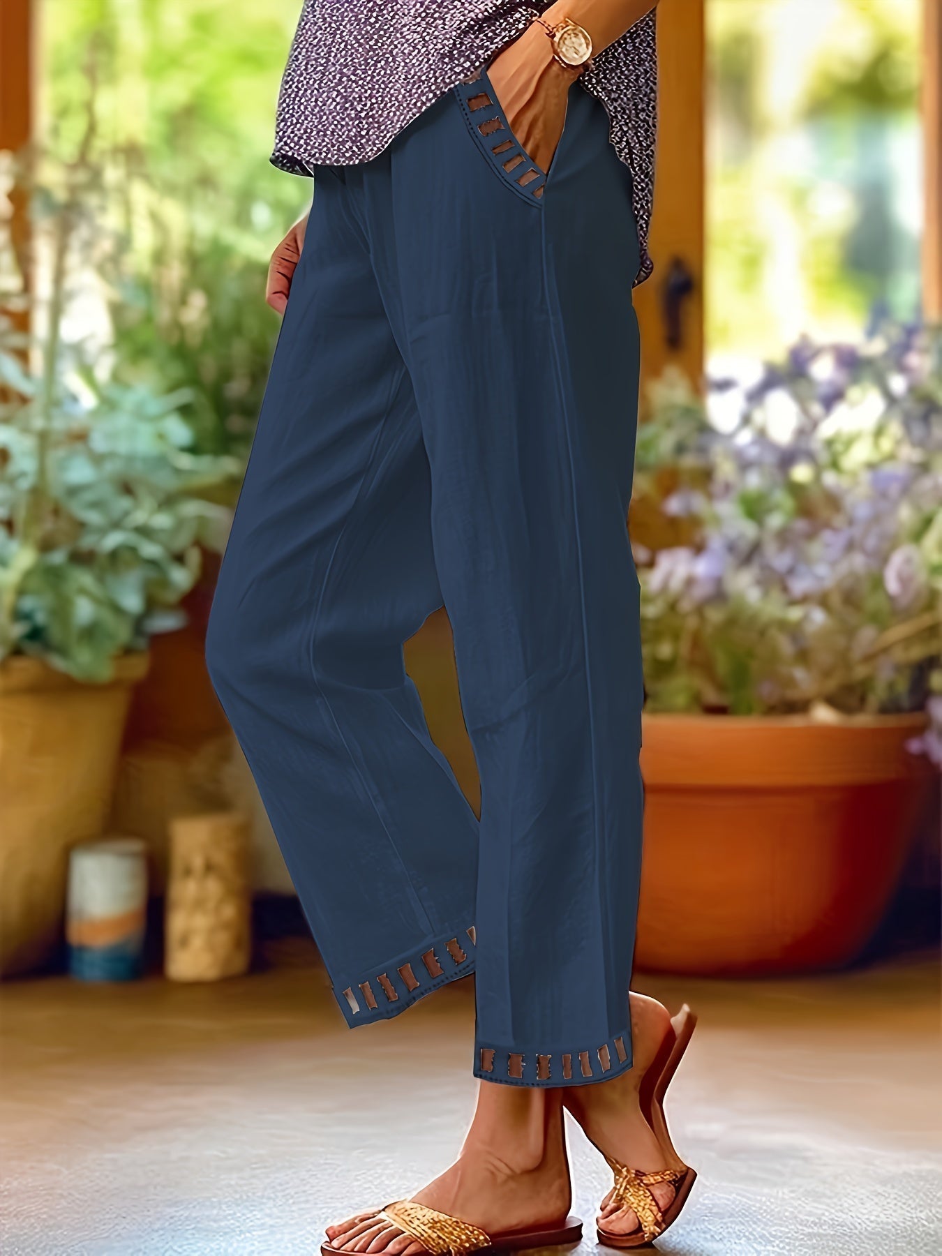 Wren – Pantalones cropped de corte relajado con detalles en contraste