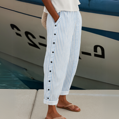 Caitlin | Elegante gestreifte Hose mit Knöpfen