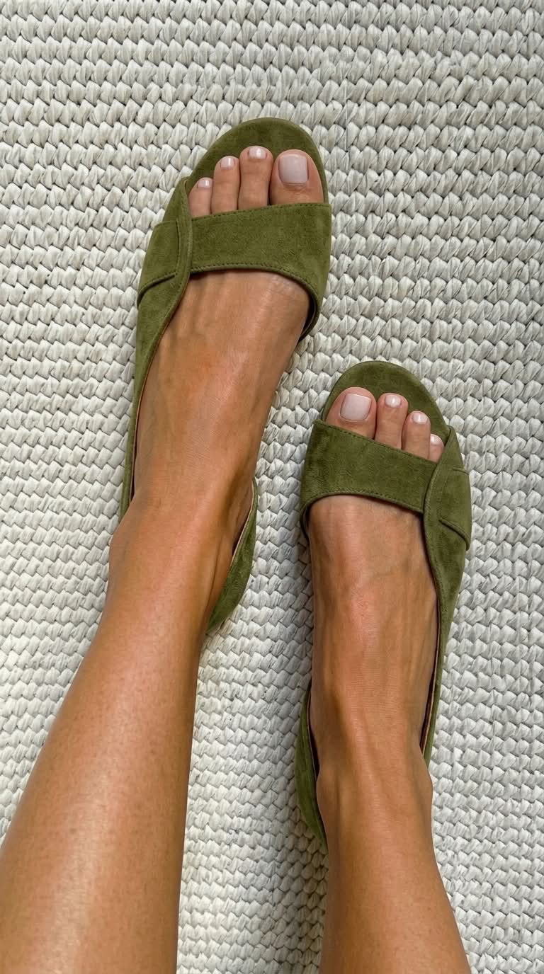 Sandalias slingback de gamuza casual de tacón bajo con puntera abierta