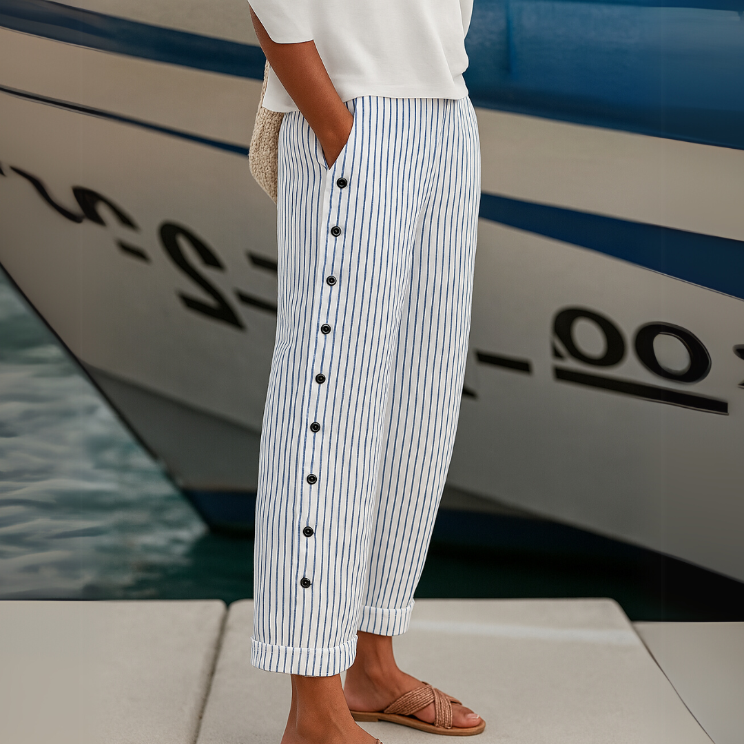 Caitlin | Elegante gestreifte Hose mit Knöpfen