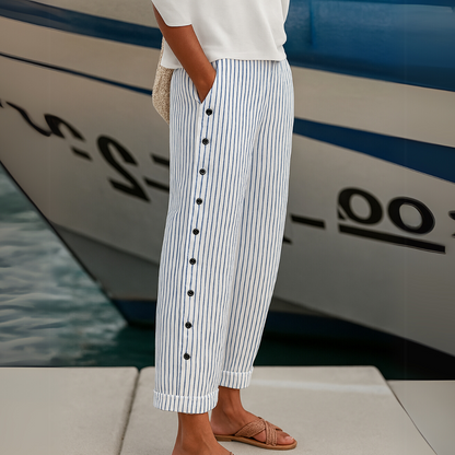 Caitlin | Elegante gestreifte Hose mit Knöpfen