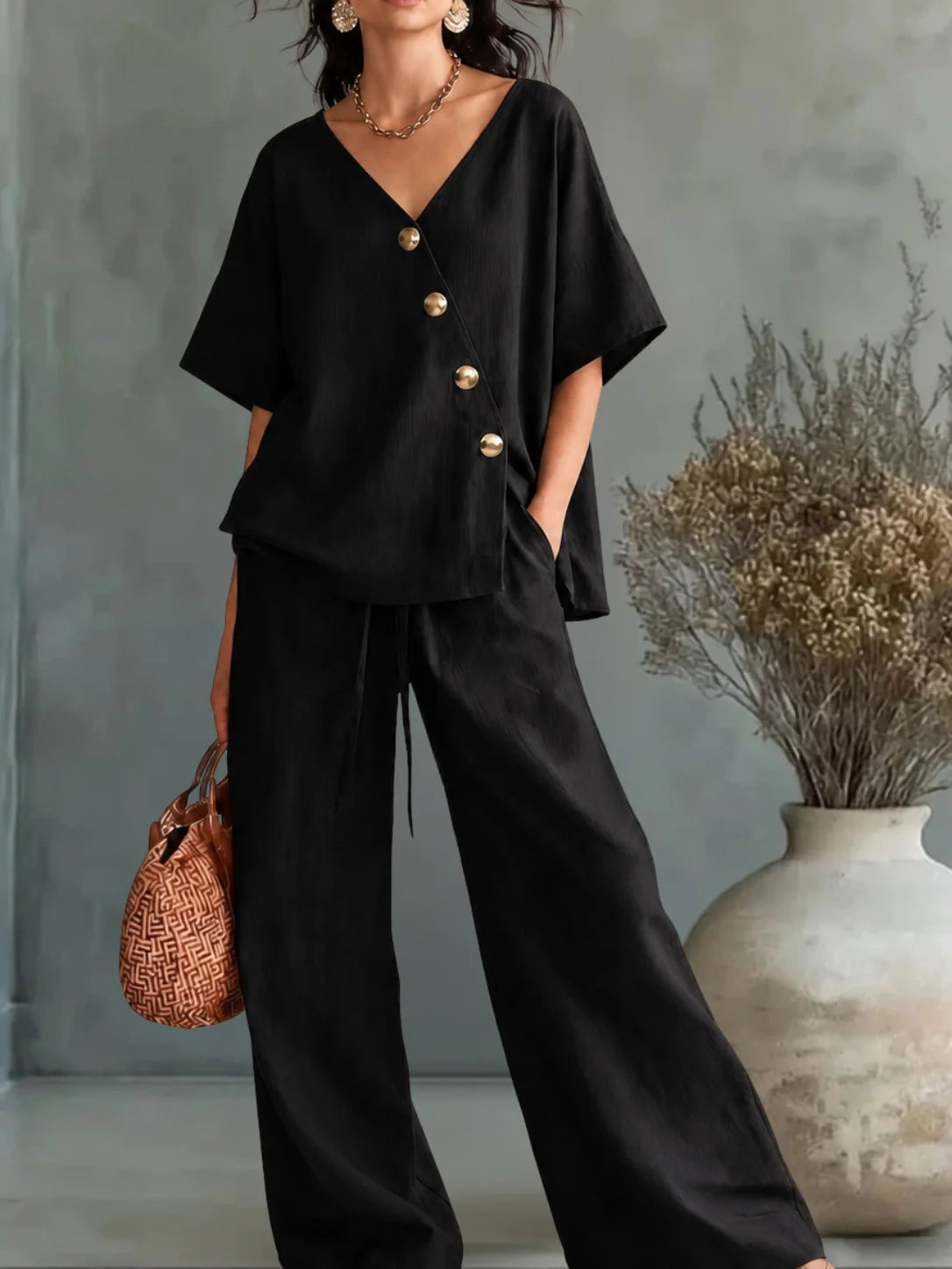Greta | Conjunto de escote en V con botones