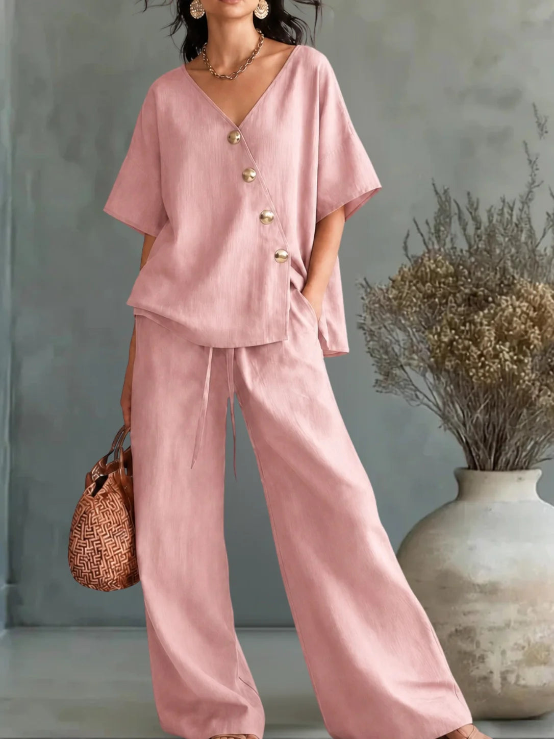 Greta | Conjunto de escote en V con botones