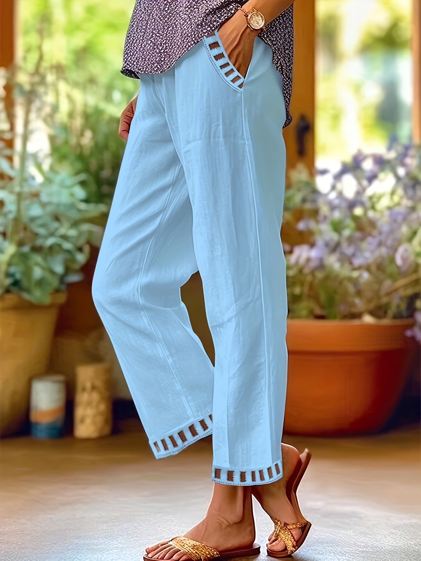 Wren – Pantalones cropped de corte relajado con detalles en contraste