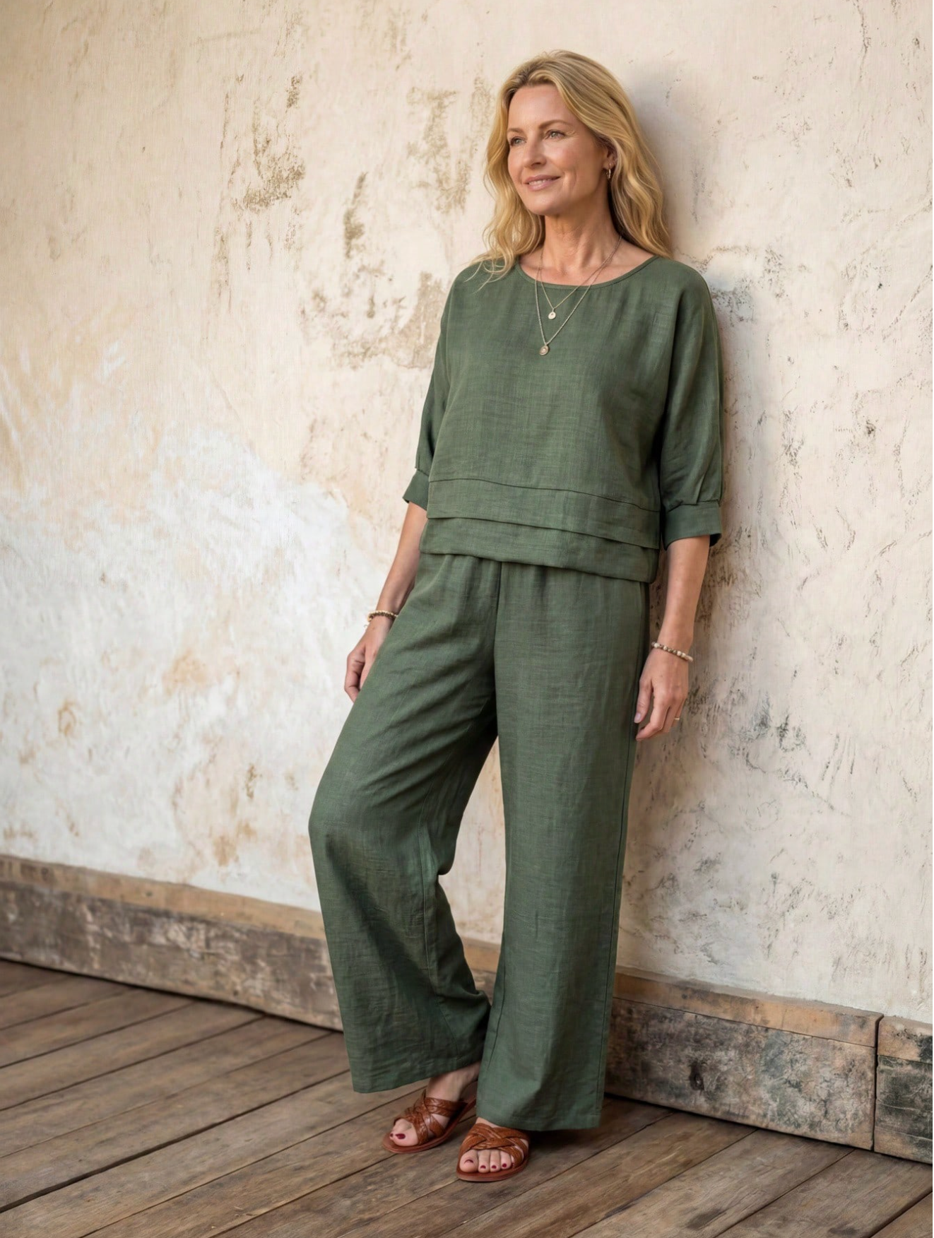 Conjunto Lino Sienna · Top y Pantalón