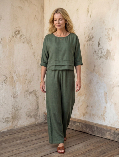 Conjunto Lino Sienna · Top y Pantalón