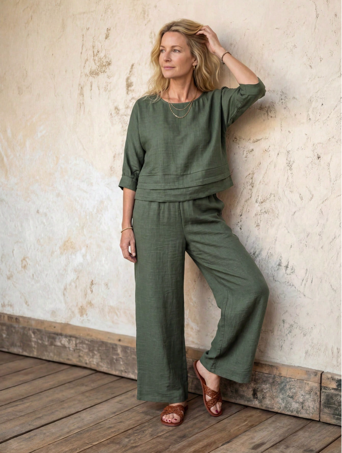Conjunto Lino Sienna · Top y Pantalón