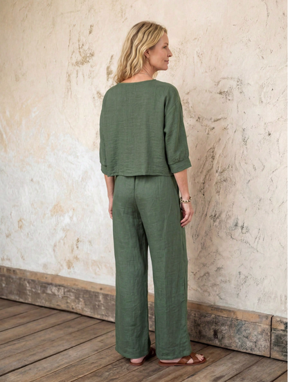 Conjunto Lino Sienna · Top y Pantalón