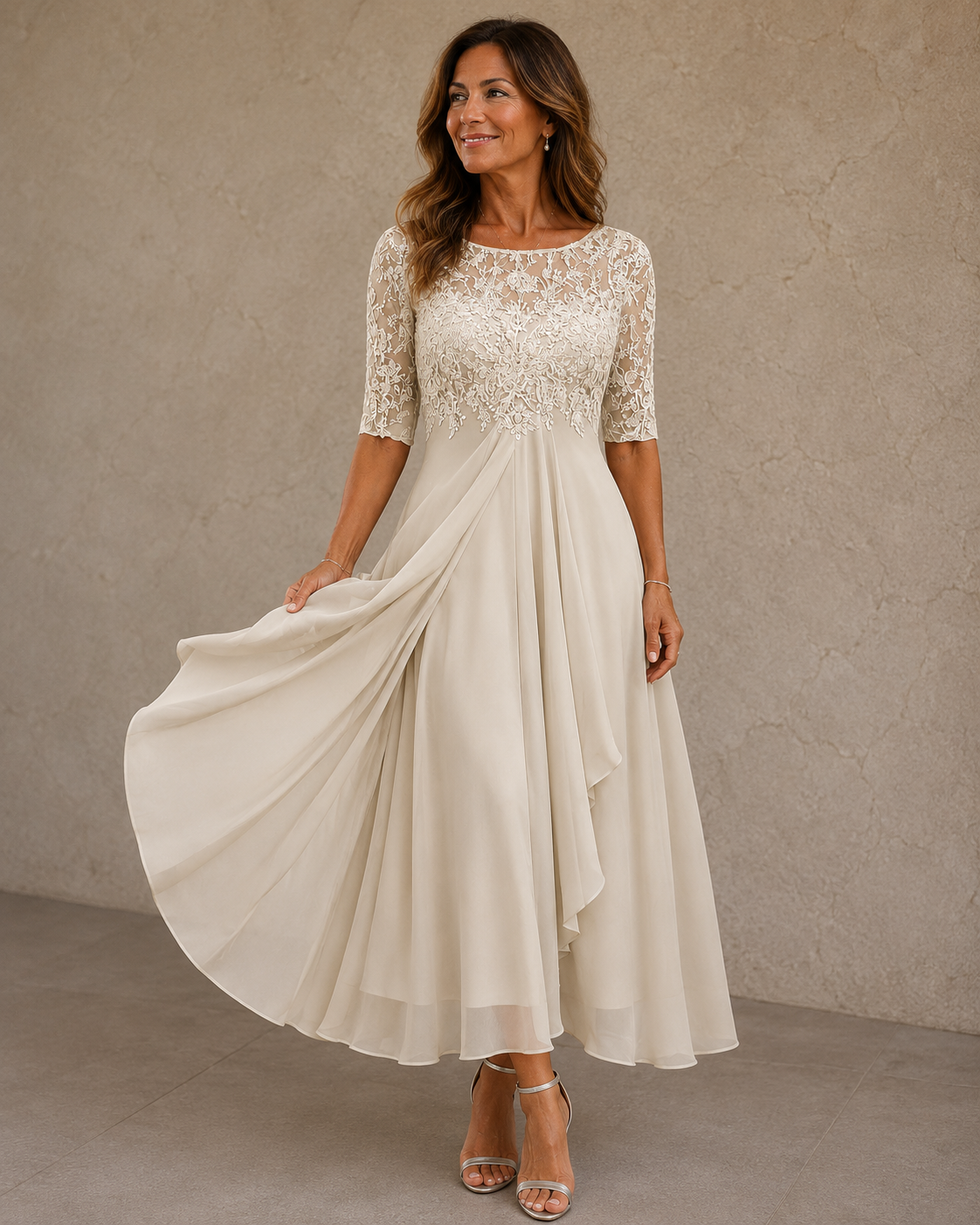 Abella™ | Vestido de Encaje y Chiffón