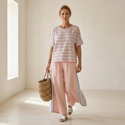 Flaminia - elegant blue, soft, refined cut trousers