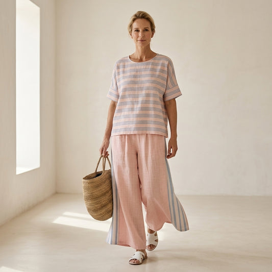 Flaminia - azul elegante, pantalones suaves de corte refinado