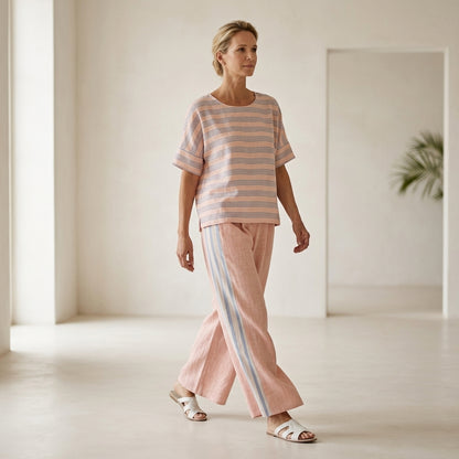 Flaminia - elegant blue, soft, refined cut trousers