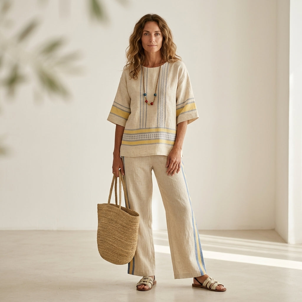 Marcella – Gelbe Leinenhose, cool und stilvoll