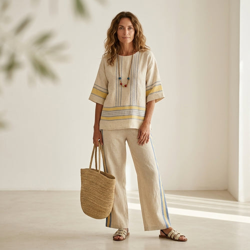 Marcella – Gelbe Leinenhose, cool und stilvoll