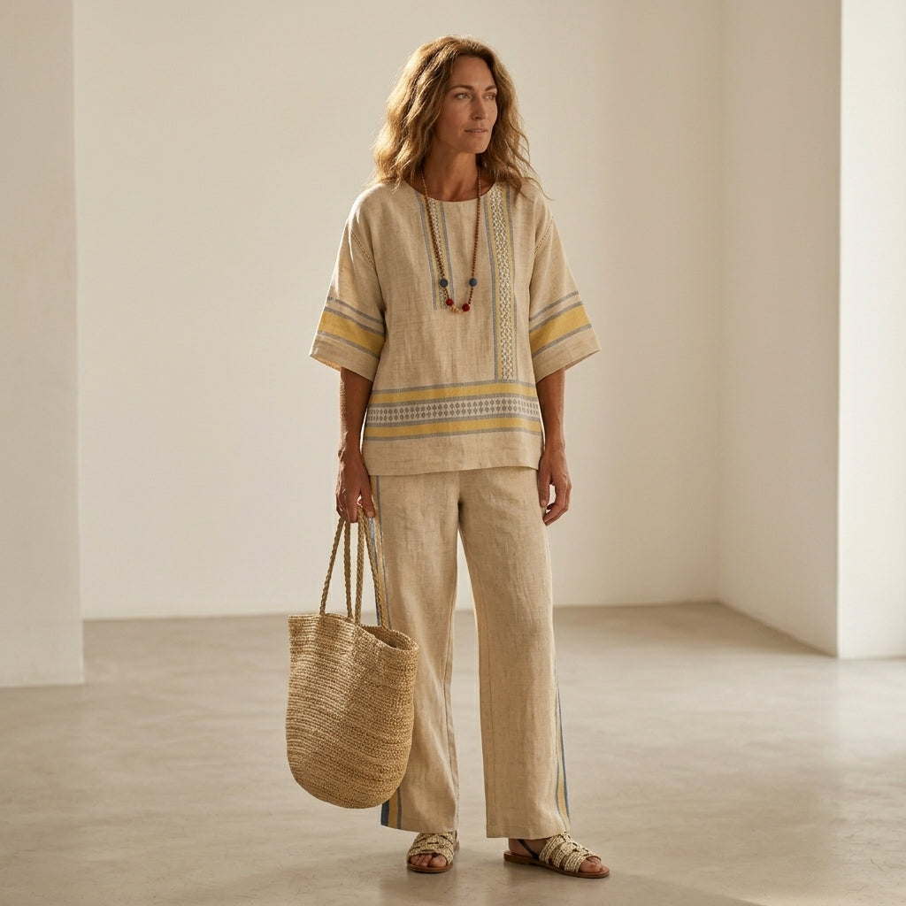 Marcella – Gelbe Leinenhose, cool und stilvoll