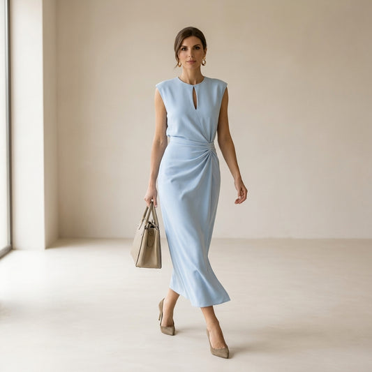 Vestido Elegante Celeste Aura™ – Silueta Sofisticada