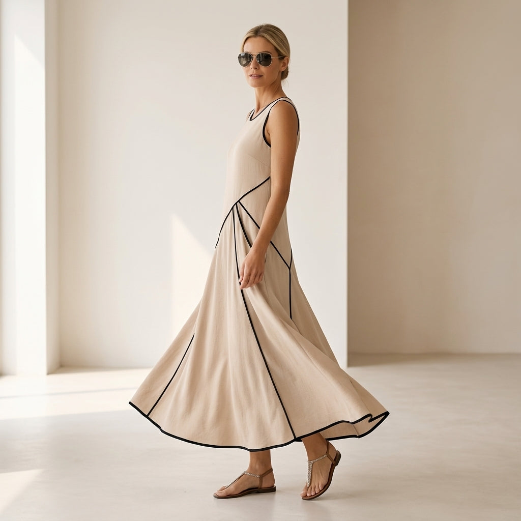 Emma Velvet™ Vestido elegante de rayas