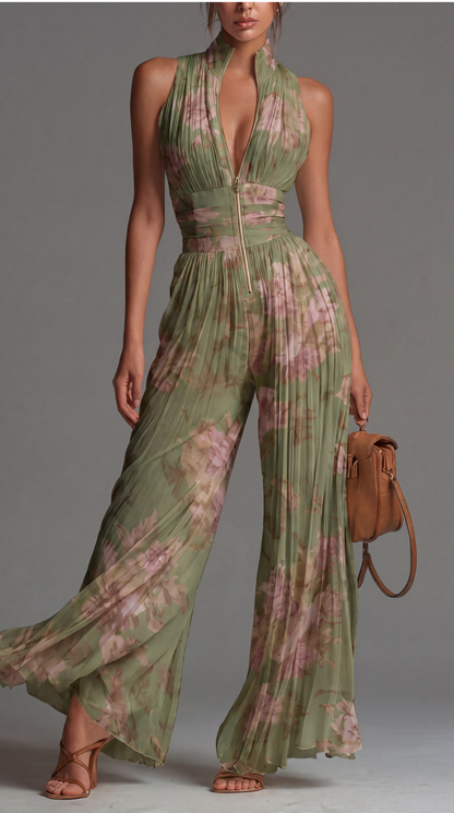 Mono Emma Velvet| Mono de chiffon plisado en verde