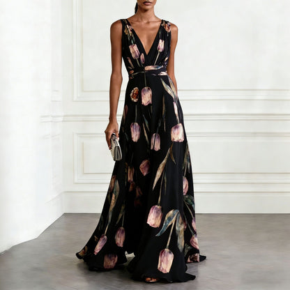 Aura | Vestido Largo Fluido con Escote en V