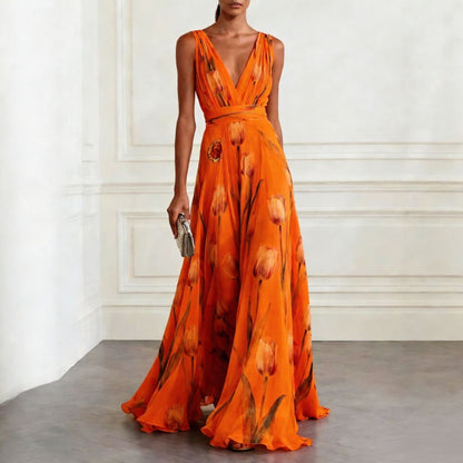 Aura | Vestido Largo Fluido con Escote en V