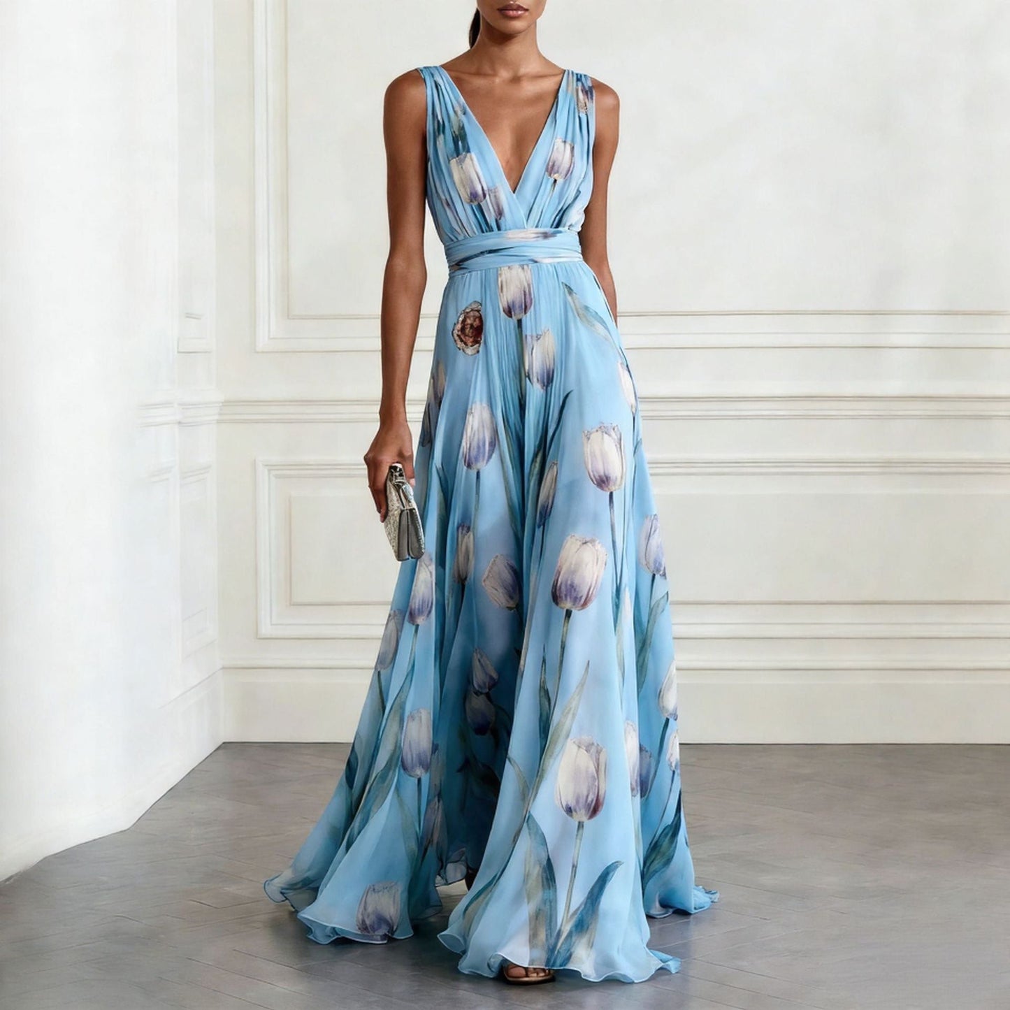 Aura | Vestido Largo Fluido con Escote en V