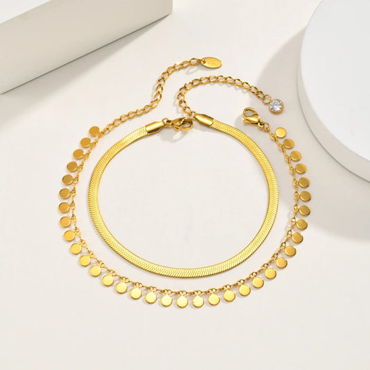 Pulsera tobillera dorada de regalo - set de dos cadenas