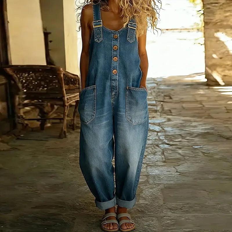 Mae | Overol de denim vintage con tirantes regulables