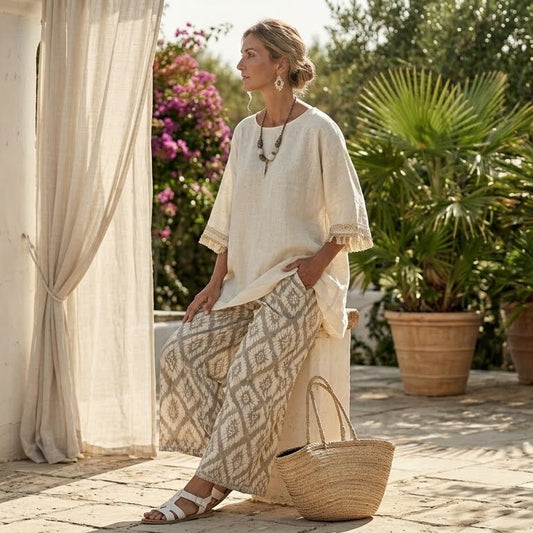 Ilaria – Top sofisticado y pantalones casual, look elegante y cómodo