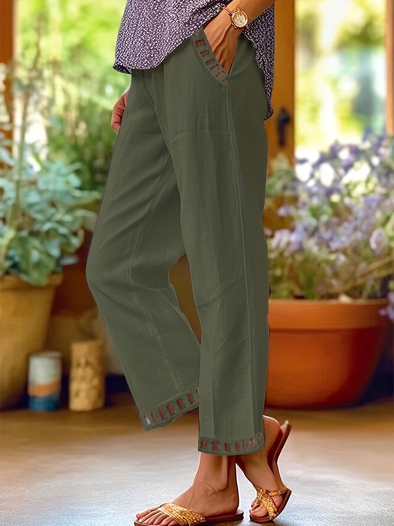 Wren – Pantalones cropped de corte relajado con detalles en contraste