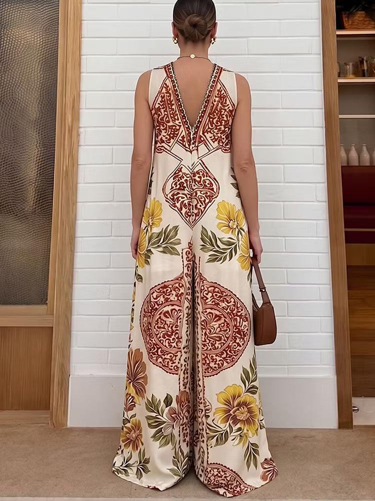 Natalia - Mono casual de mujer con estampado simétrico estilo bohemio