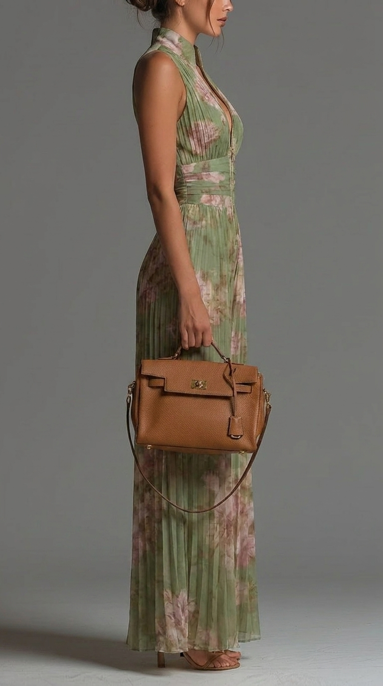 Mono Emma Velvet| Mono de chiffon plisado en verde