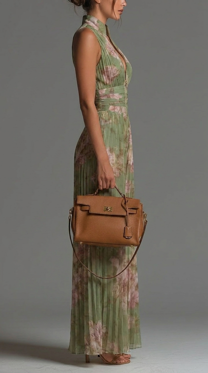 Mono Emma Velvet| Mono de chiffon plisado en verde