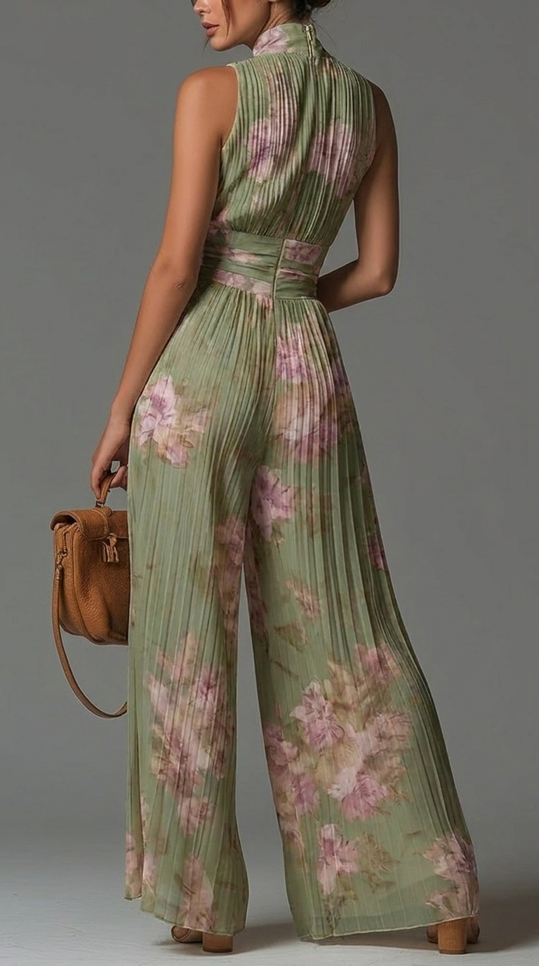 Mono Emma Velvet| Mono de chiffon plisado en verde