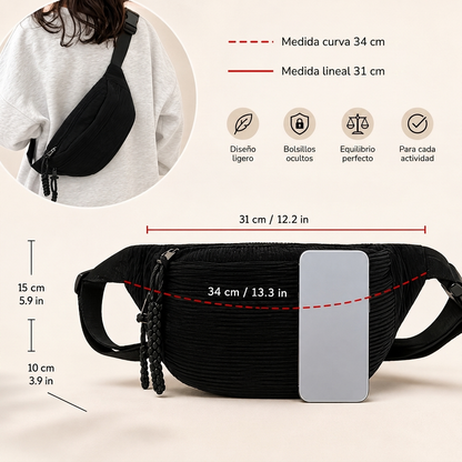 Petra | Bolso de hombro de terciopelo acanalado