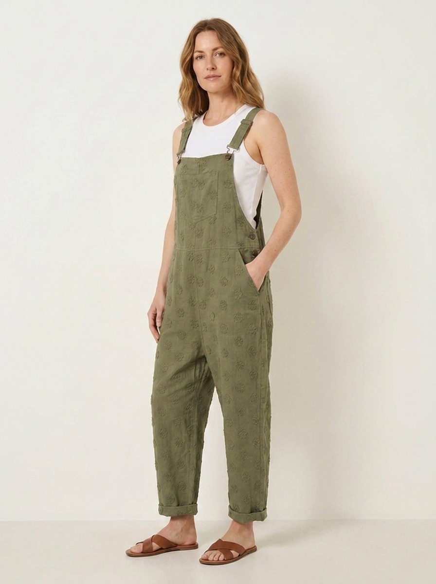 Olivia | Overoles de lino verde
