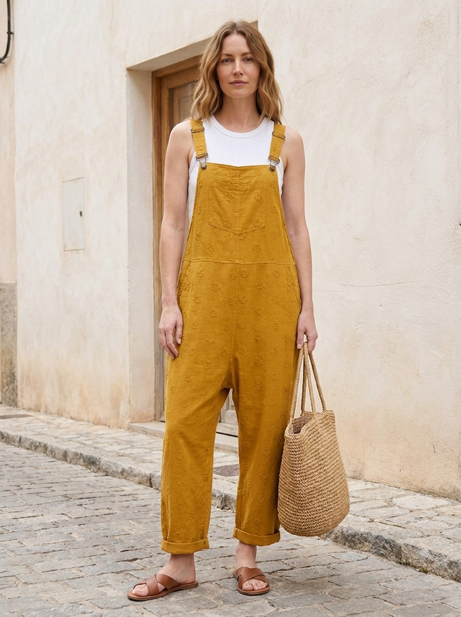Elena | Overoles de lino amarillo