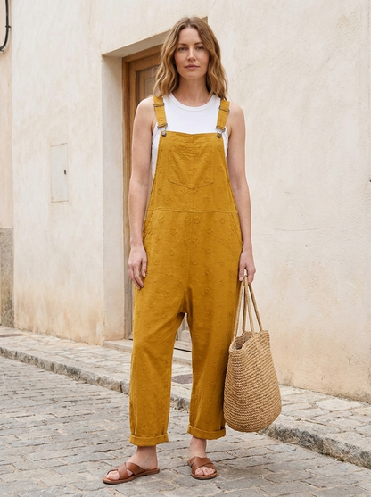 Elena | Overoles de lino amarillo